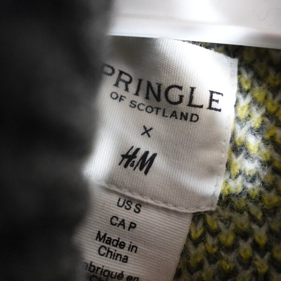 Pringle H&M Womens Sweater Small Gray Argyle Turtleneck Oversized - Picture 10 of 10